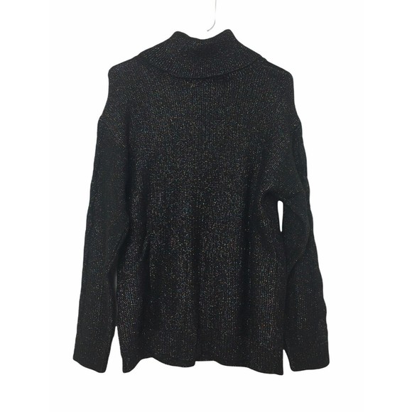 CHARTER CLUB Chunky knit Sweater Black Turtle Neck Metallic size M long sleeve - Picture 3 of 11